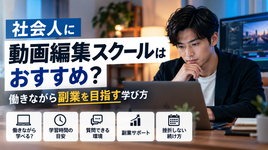 社会人に動画編集スクールはおすすめ？働きながら副業を目指す学び方